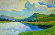 Nico Klopp Moselle near Schengen at the Drailannereck oil on canvas